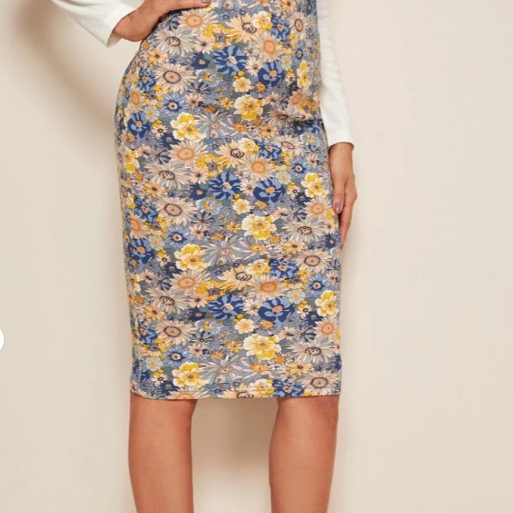 SHEIN Floral Pencil Skirt